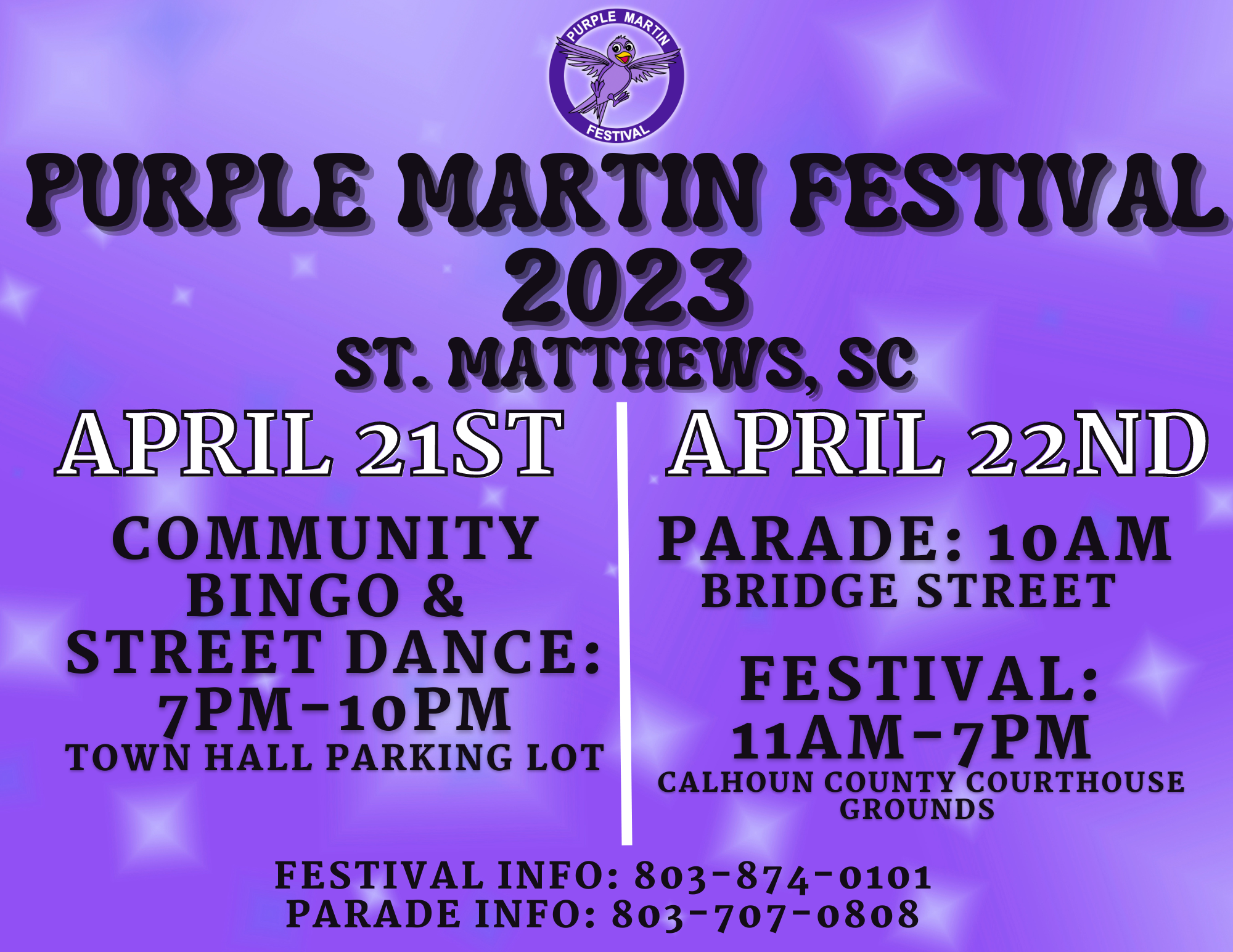 2023 Purple Martin Festival Dates & Times