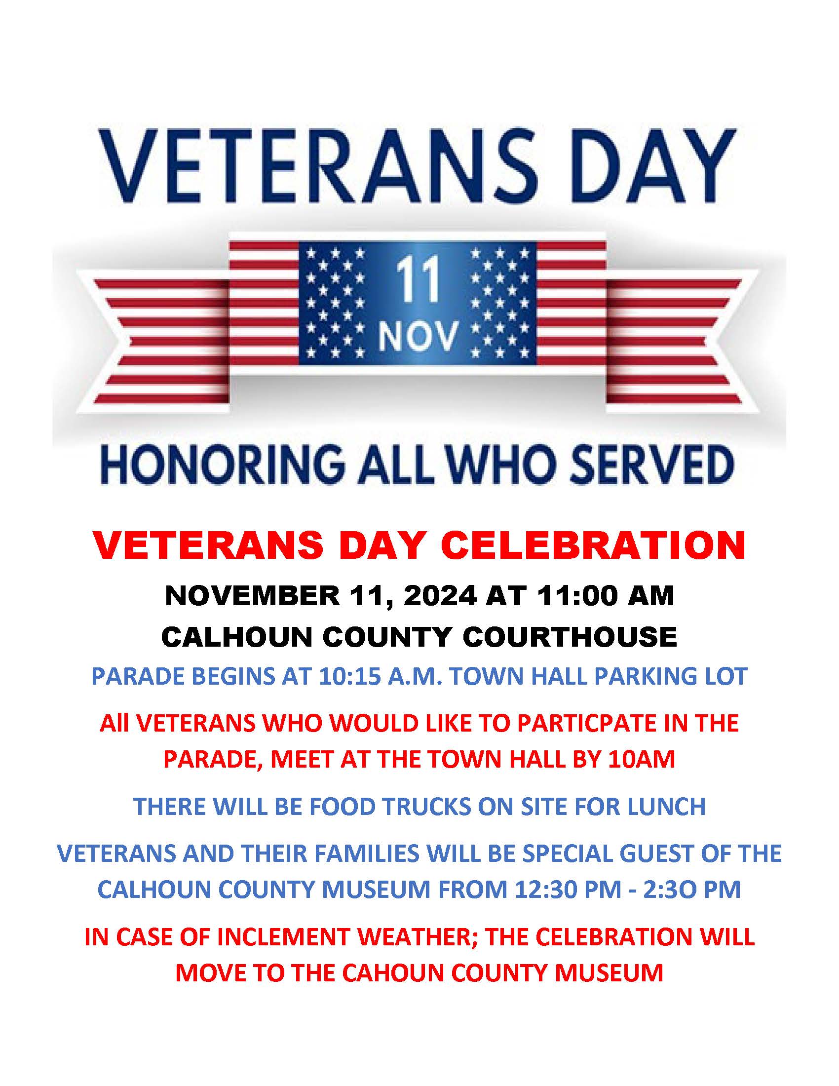 Calhoun County 2024 Veterans Day Celebration