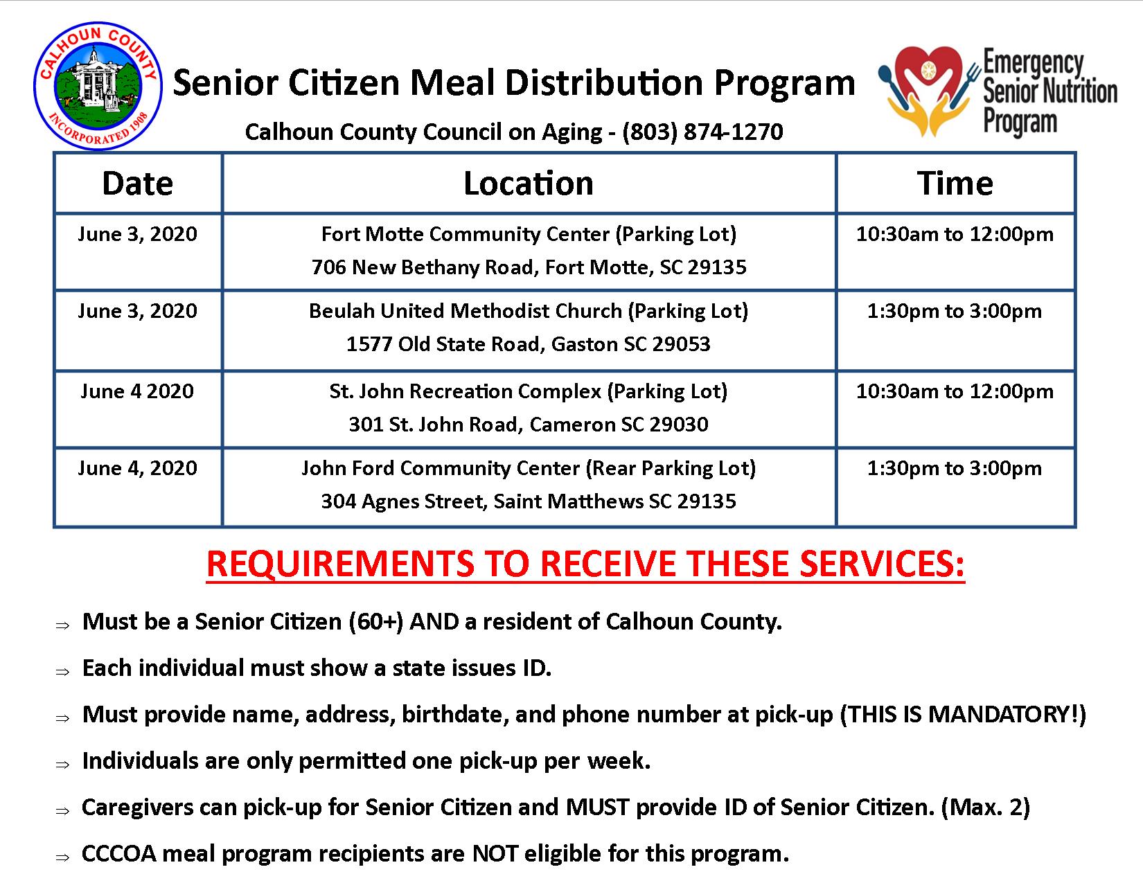 Final week of COA's Senior Citizen Meal Distribution Program