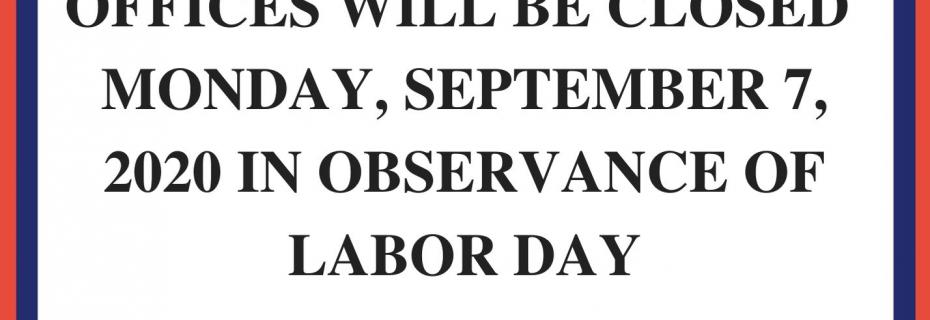 Calhoun County Offices Closure for Labor Day